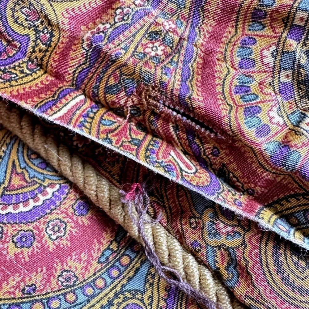 Vintage Ralph Lauren Paisley Duvet Cover Multi Color Boho Rope Trim